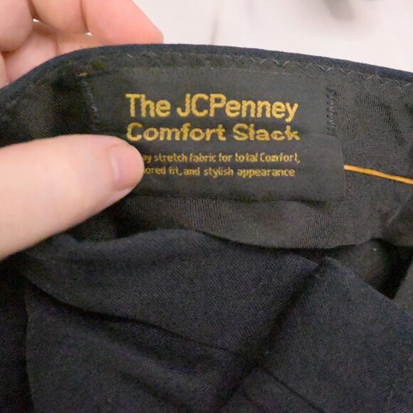 VTG JCPenney Comfort Slacks Mens 42x32 Navy Blue High Rise Dress Pants Trousers - Picture 3 of 6